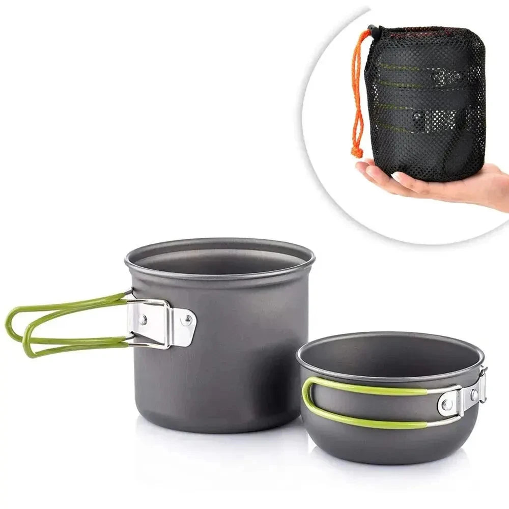 Ultralight Camping Pot Set: Camping Cookware Mess Kit (Outdoor Cooking Tableware) – for Hiking, Trekking, Picnic, Fishing, Mount