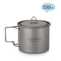 Lixada Titanium Pot Camping Water Cup Mug Lightweight Titanium 750ml Pot 350ml Water Cup Mug Camping Spork Outdoor Tableware
