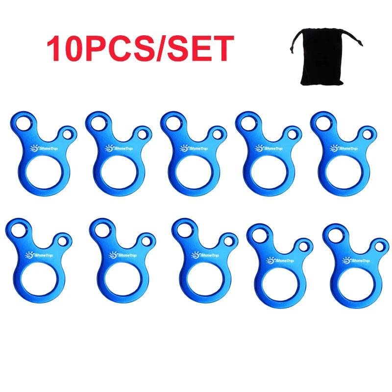5/10pcs/lot Outdoor Camping Tent Wind Rope Buckle 3 Hole Aluminium Alloy Rope Tensioner Tent Cord Rope Fastener Tightening Hook