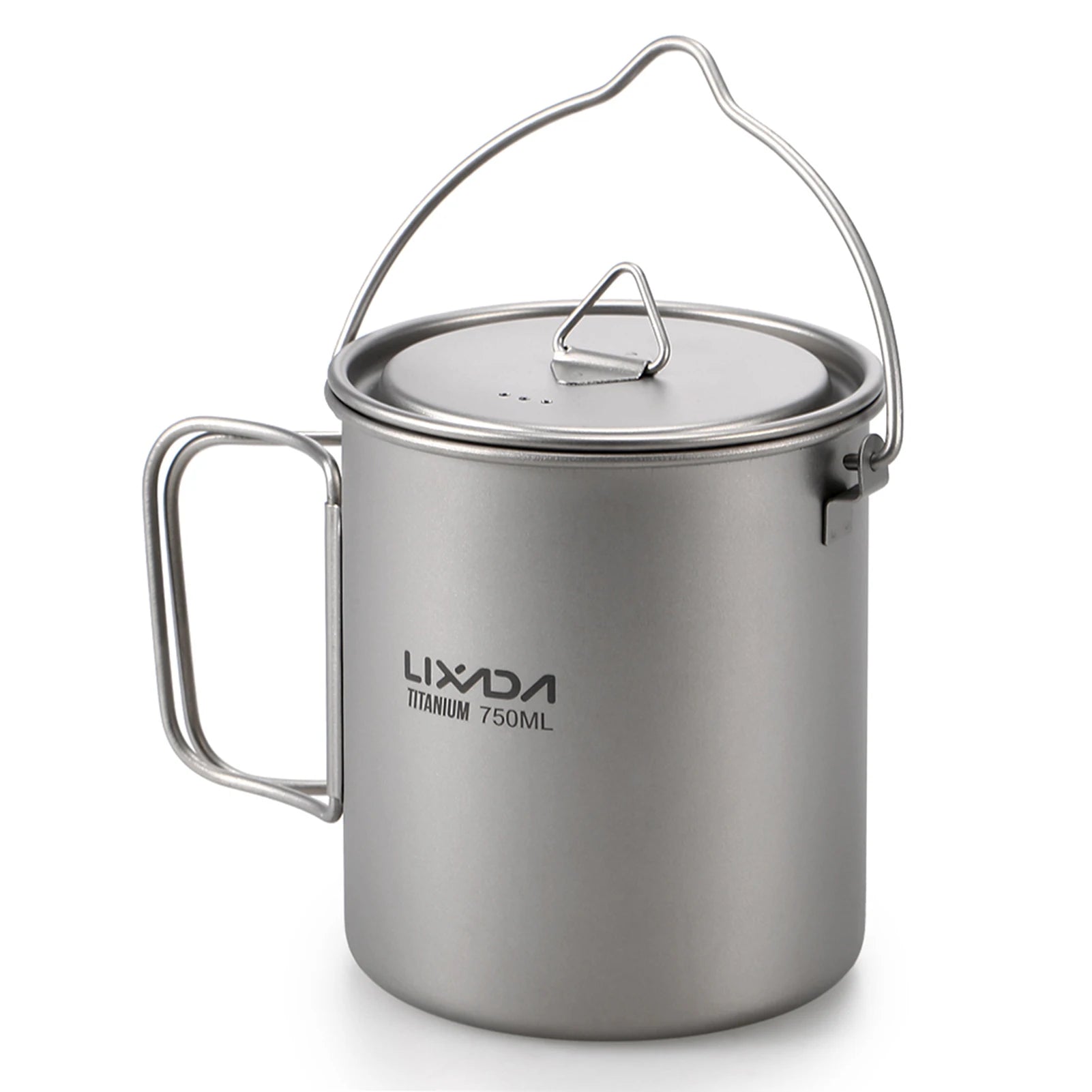 Lixada Titanium Pot Camping Water Cup Mug Lightweight Titanium 750ml Pot 350ml Water Cup Mug Camping Spork Outdoor Tableware