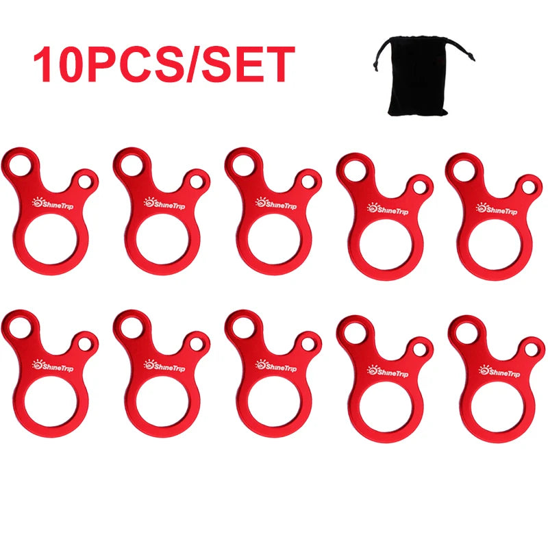 5/10pcs/lot Outdoor Camping Tent Wind Rope Buckle 3 Hole Aluminium Alloy Rope Tensioner Tent Cord Rope Fastener Tightening Hook