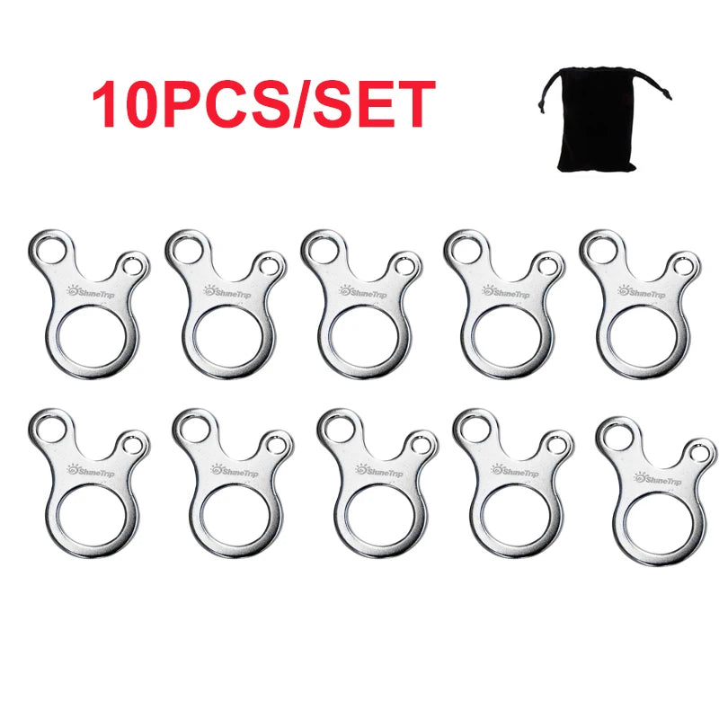 5/10pcs/lot Outdoor Camping Tent Wind Rope Buckle 3 Hole Aluminium Alloy Rope Tensioner Tent Cord Rope Fastener Tightening Hook