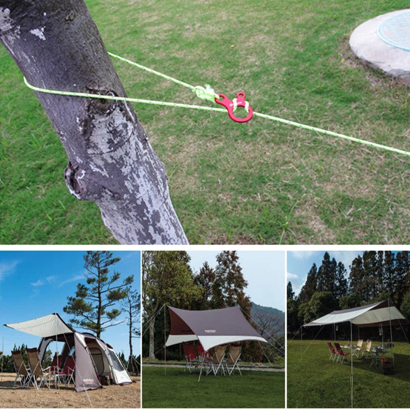 5/10pcs/lot Outdoor Camping Tent Wind Rope Buckle 3 Hole Aluminium Alloy Rope Tensioner Tent Cord Rope Fastener Tightening Hook