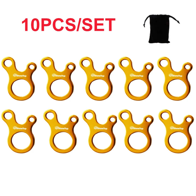 5/10pcs/lot Outdoor Camping Tent Wind Rope Buckle 3 Hole Aluminium Alloy Rope Tensioner Tent Cord Rope Fastener Tightening Hook