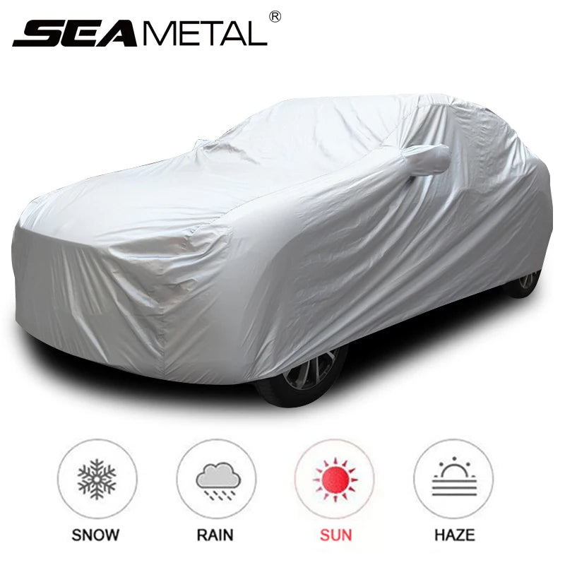 SEAMETAL Funda protectora completa para coche, para interior y exterior, parasol, a prueba de polvo, anti-UV, universal, para sedán y SUV.