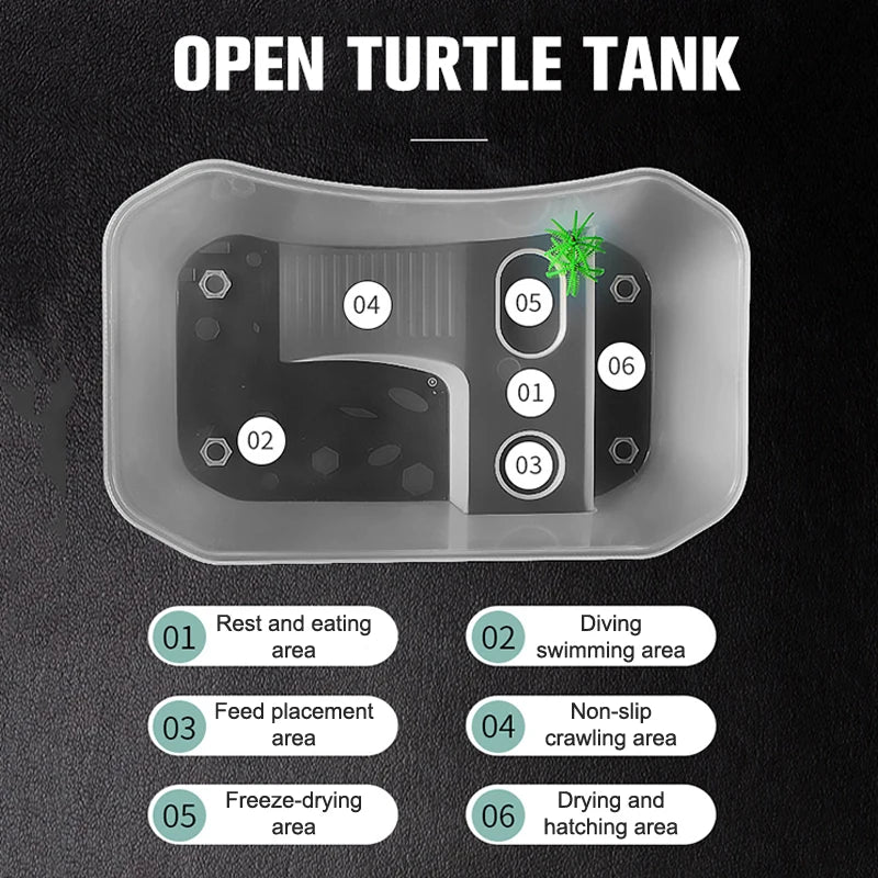 Hábitat para tortugas, caja de vivero para reptiles con rampa para tomar el sol, herramientas para acuario