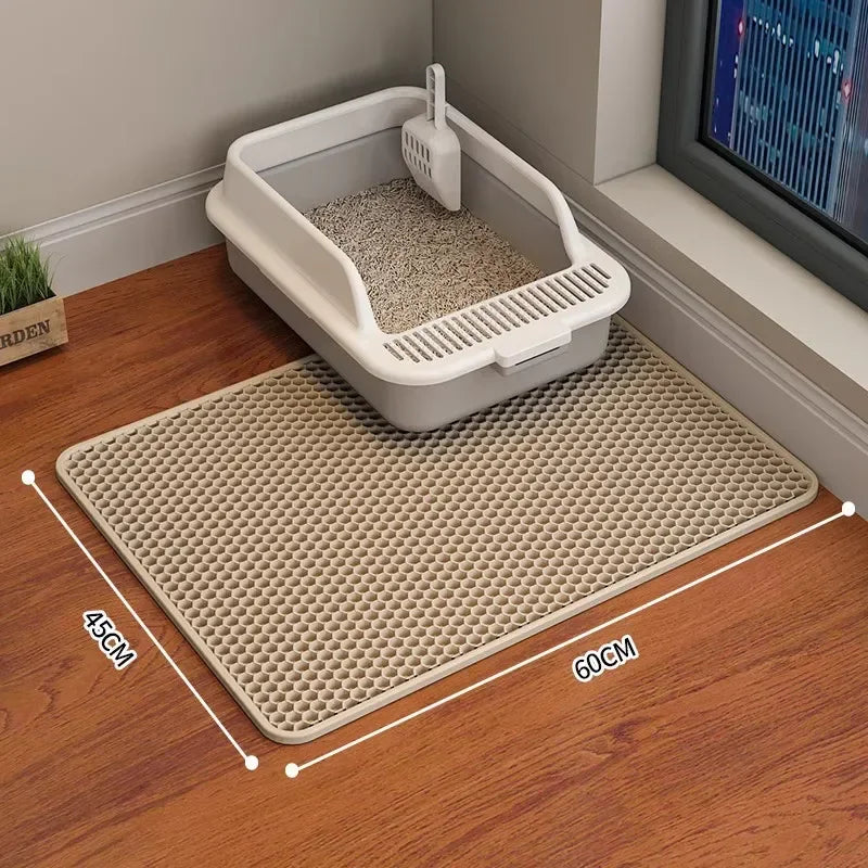 Alfombrilla de arena para gatos de doble capa de EVA con agujero grande, antideslizante, con filtro y caja de arena para gatos, accesorios para gatos.