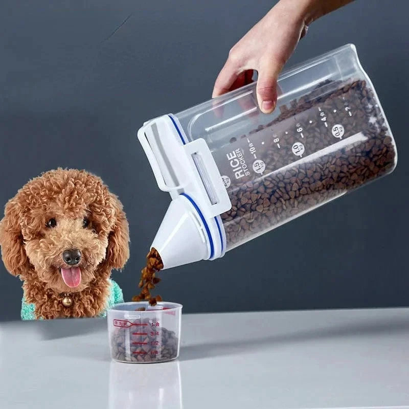 Contenedor de almacenamiento de alimentos para mascotas premium con sello hermético, duradero, de gran capacidad, fácil de limpiar y diseño elegante para perros y gatos.