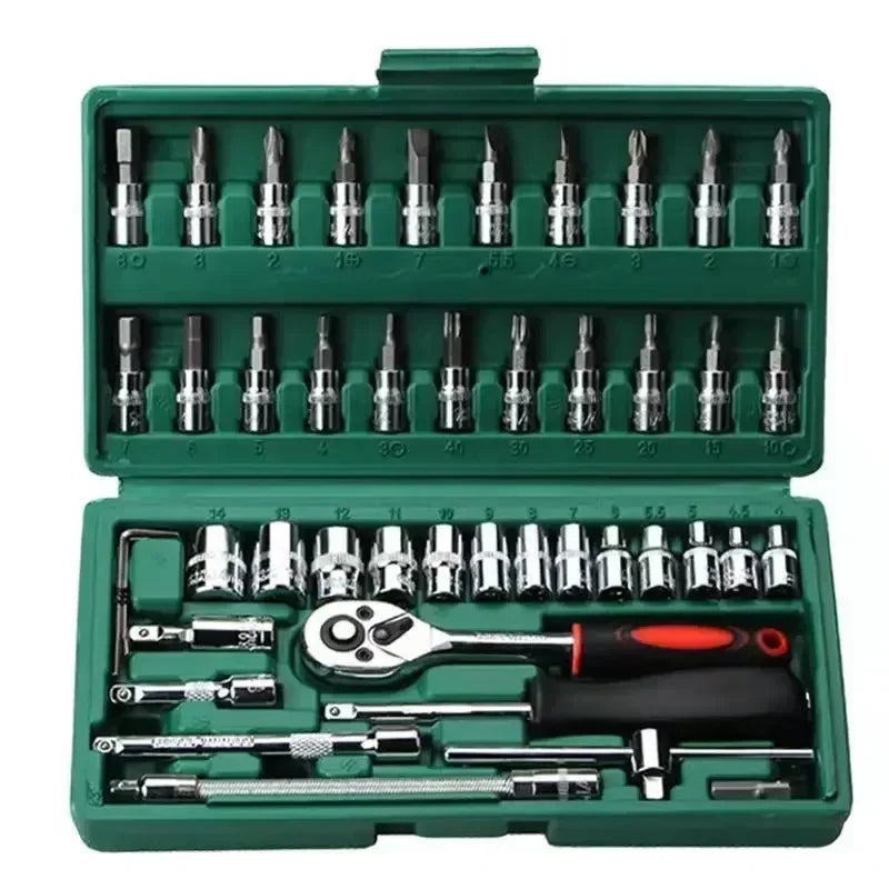 Juego de caja de herramientas para coche, llave de trinquete rápida, 53/46 piezas, grupo de llaves de vaso, caja de herramientas de grado industrial, juego de herramientas de reparación de automóviles, mantenimiento Amagi