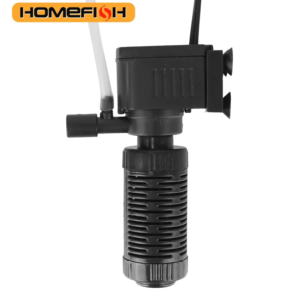 Purificador de agua con oxigenación y filtración sumergible para acuario, filtro 3 en 1, mini filtro para pecera.