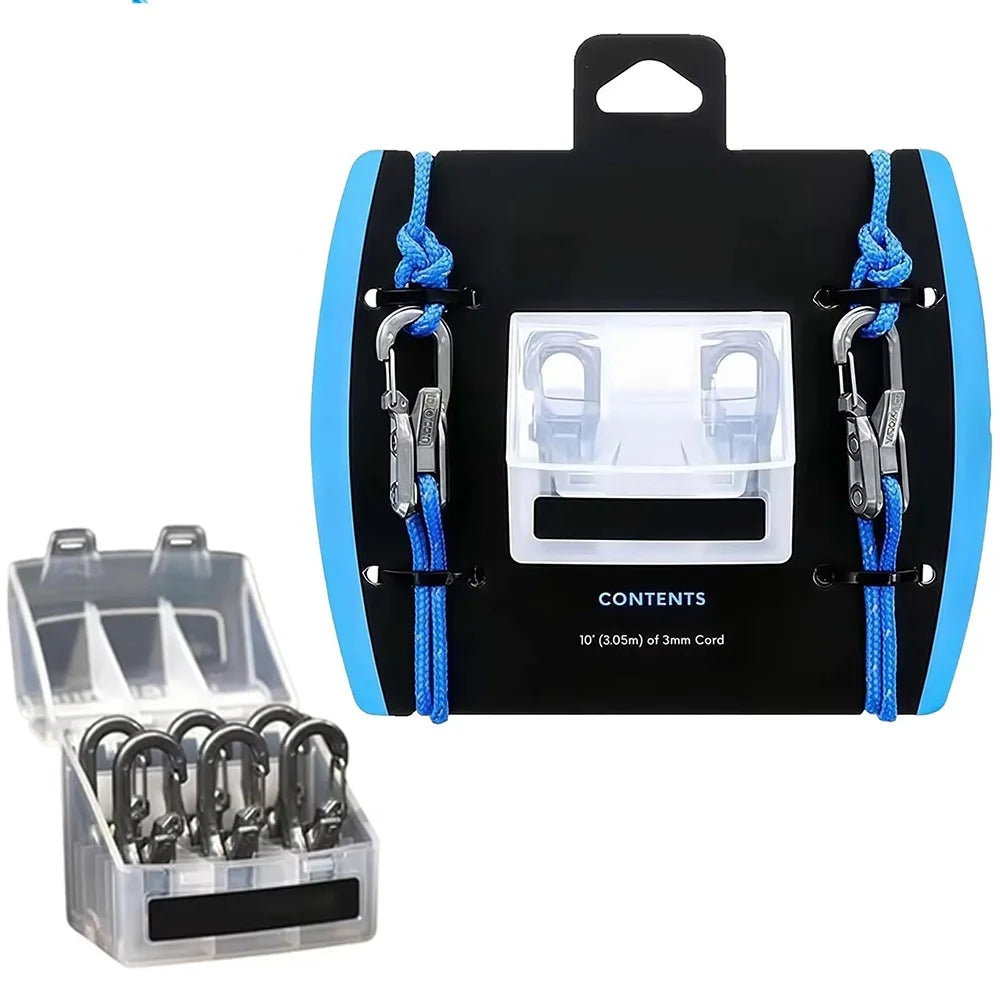 Lock Buckle Rope with Roller Tensioner 6 Hooks Non-Slip Paracord Adjusters Heavy-duty Cam Technology Rope Tension Adjuster