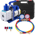 Vacuum Pump with Gauges AC Refrigerant HVAC Refrigeration Vacuum Packing Air Condition Automobile Maintenance 1.8-4.8CFM
