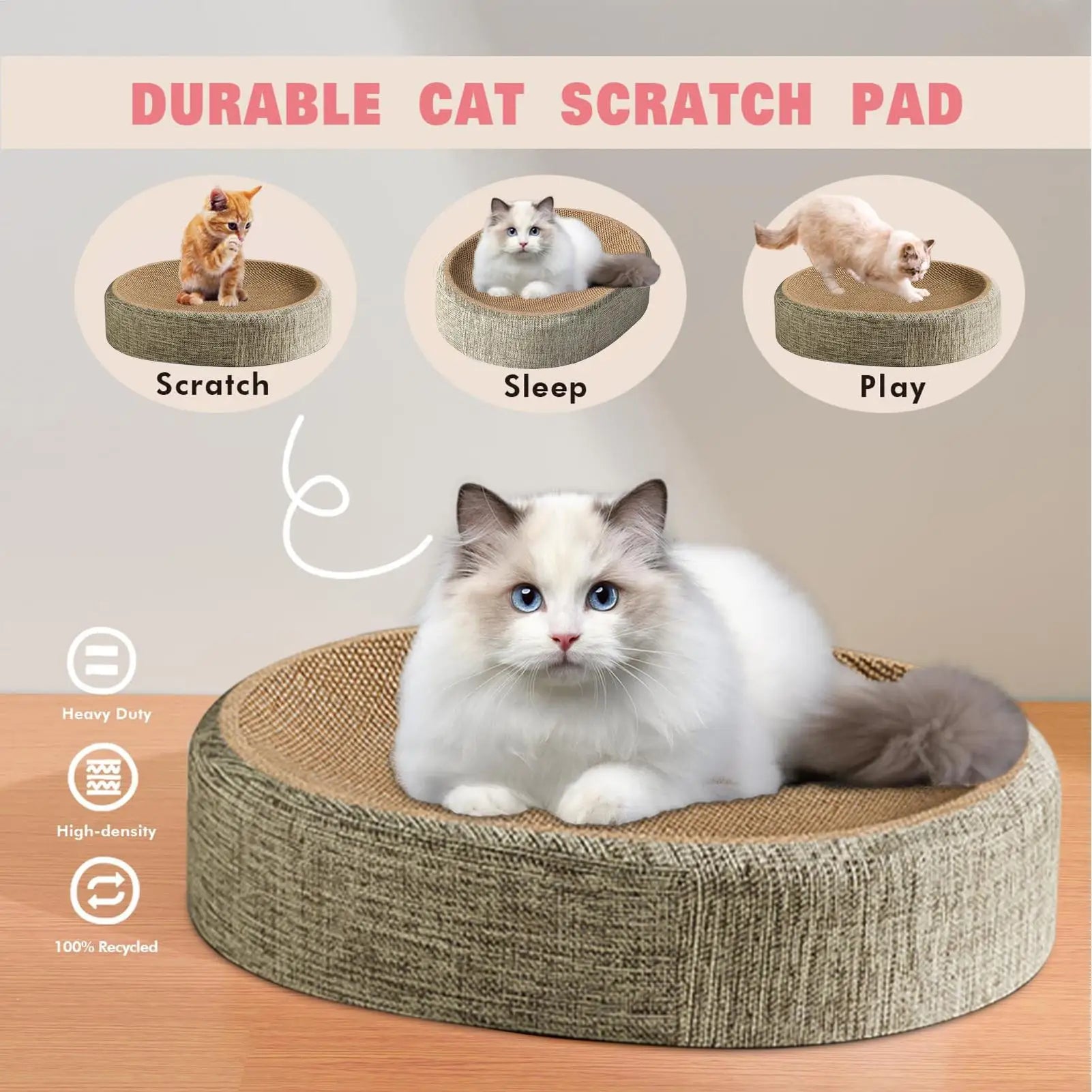 Nuevo rascador ovalado para gatos, protege los muebles, juguetes para garras, papel corrugado, resistente al desgaste, nido para gatos, accesorios para gatos.