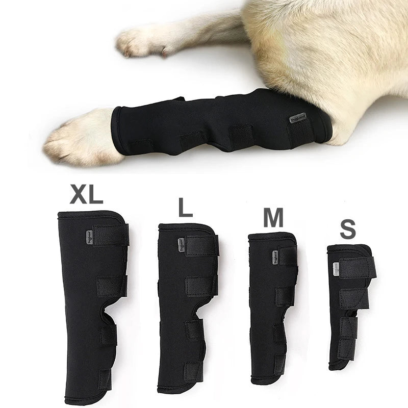 NONOR Vendas para perros, calentadores de patas para perros, correa de recuperación para fijación de articulaciones antilamido, soporte para piernas de pelo dorado de peluche, manguito para pies