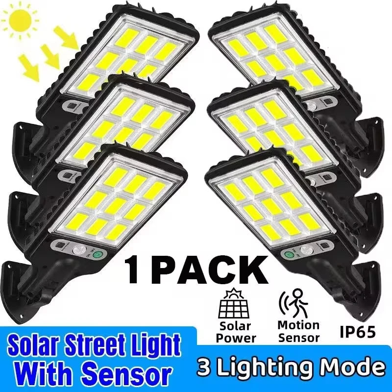 4/6/8PCS 108 COB Lámparas solares de seguridad para exteriores con sensor de luz, 3 modos de iluminación, impermeables, para jardín, patio, camino, luz con control remoto