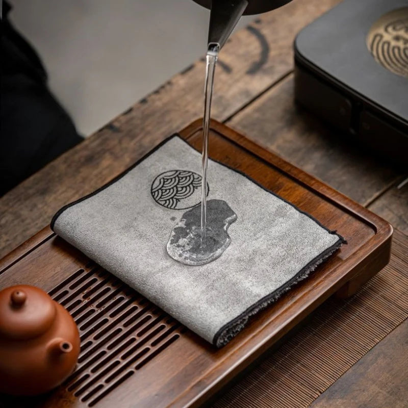 Water Absorption Tea Towel Tea Cloth Thickened Coffee Table Cloth Zen Teaware Towel Cotton Linen Rag Pad Tea Table Accessories