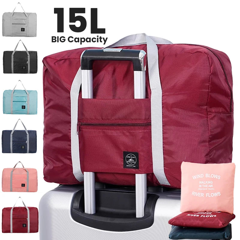 Bolsa de viaje plegable para aerolíneas, bolso de mano para mujeres y niñas, ligera, de gran capacidad, para deportes, viajes de fin de semana y noches.