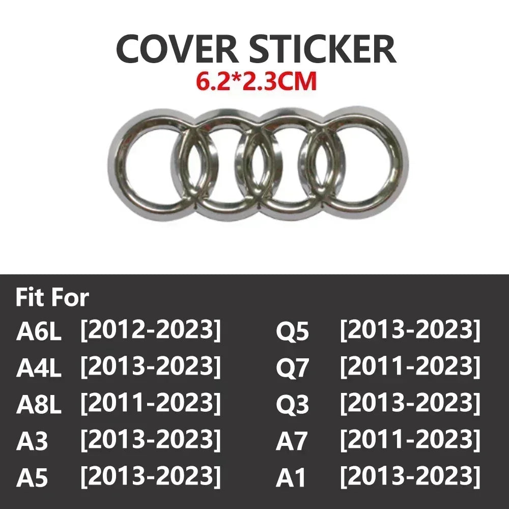 Emblema para volante de coche Audi ABS, pegatina decorativa para A3, A6L, A4L, A8L, A1, A5, A7, Q3, Q5, Q7.
