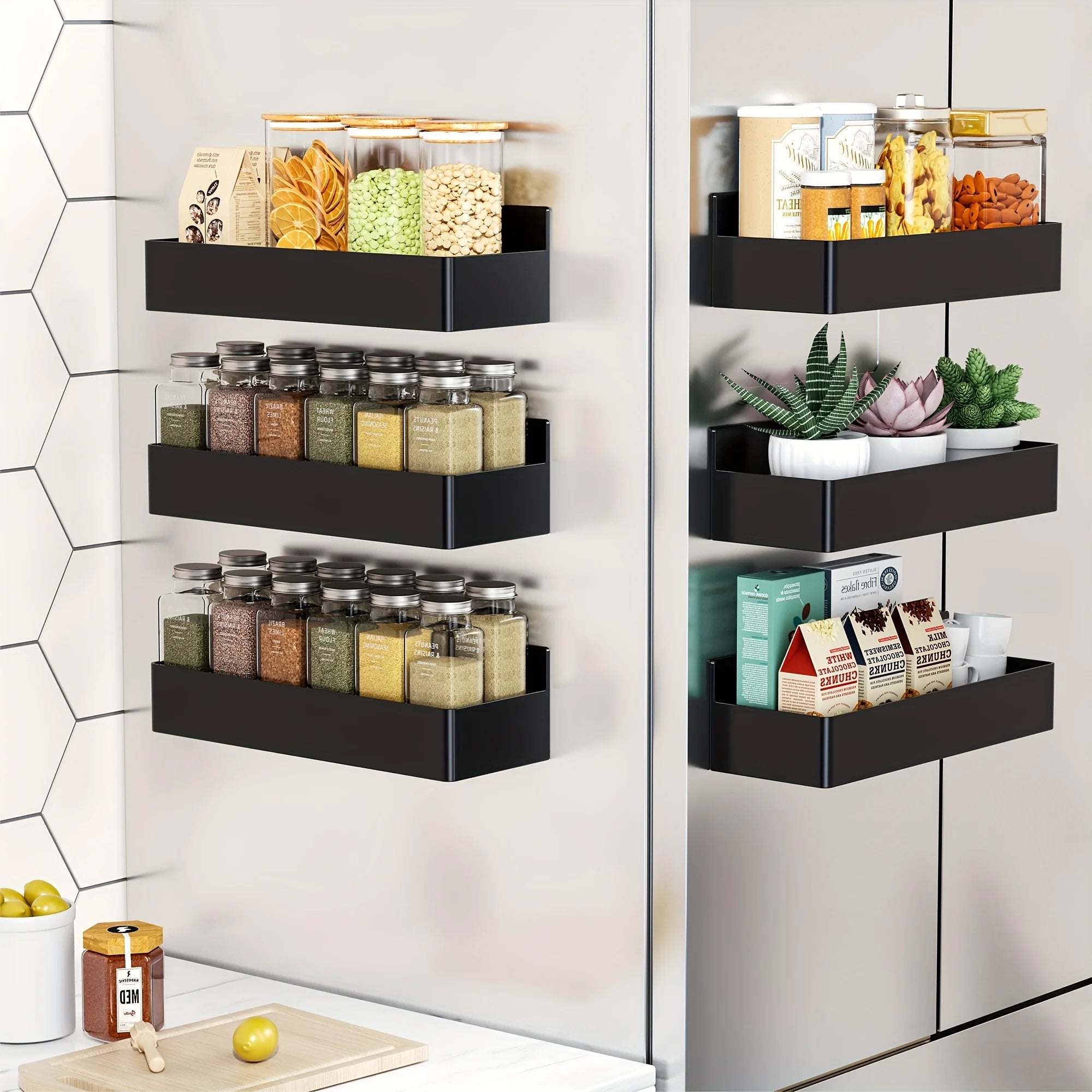 2pcs Magnetic Storage Rack Refrigerator/Washing Machine/Microwave Side Storage Rack Cabinet Strong Load-Bearing, Utility Racks