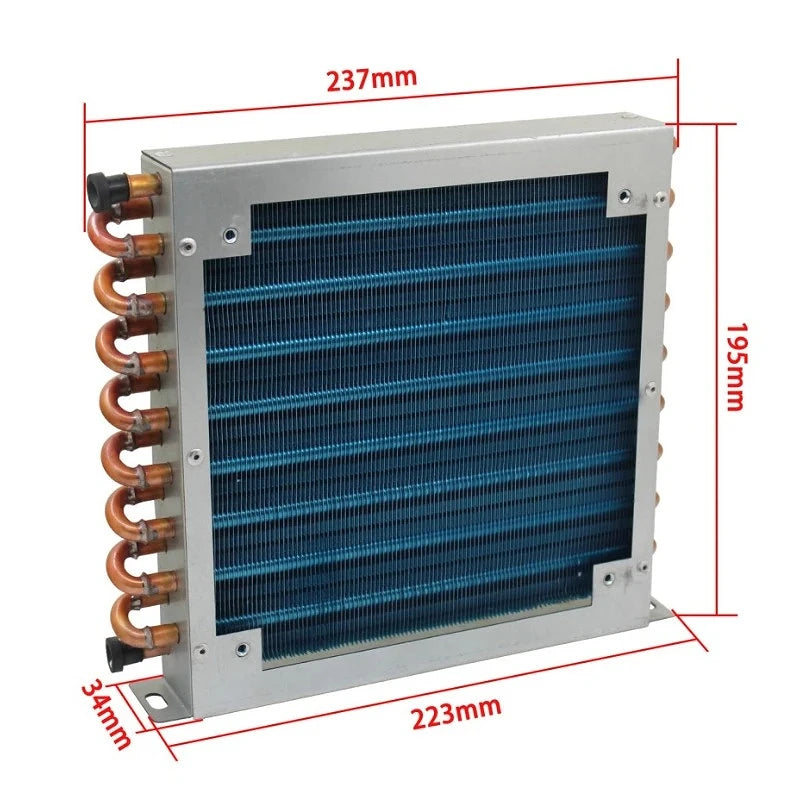 1PCS Condenser Radiator Refrigerator Freezer Air-cooled Water-cooled Aluminum 7mm Fin and Copper Tube Heat Exchanger Small Shell