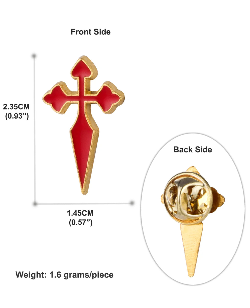 10Pcs Catholic Saint James Crusader Santiago Cross Brooches Enamel Red Cross Badges Lapel Pin for Clothes Jewelry Accessories