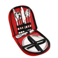 Stainless Plate Spoon Knife Fork Tong Outdoor Camping Cutlery with Storage Box 10Pc Picnic Portable Set Camping Hiking Tableware