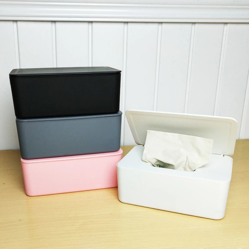 Nueva caja de pañuelos de plástico, soporte para pañuelos húmedos, toallitas, caja de almacenamiento de papel tisú, dispensador de toallas de papel, organizador de servilletas para el hogar