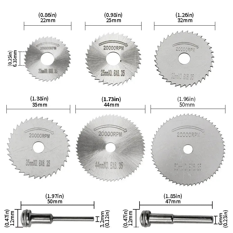 7pcs HSS round Saw Blade Set Carbide Multipurpose Cutting for Metal Hand Drill & Electric Grinder