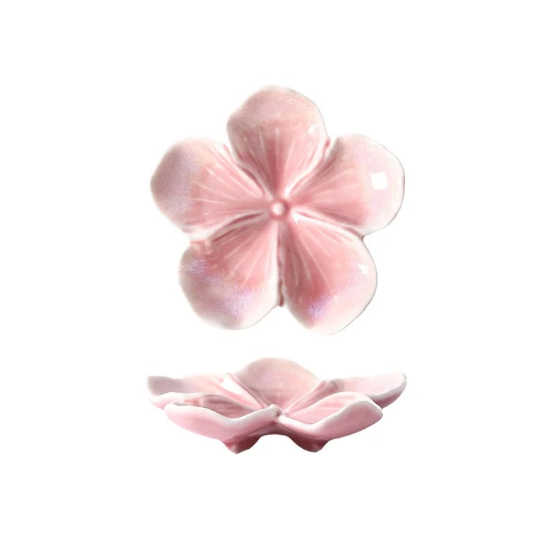 Vintage Ceramic Craft Dish Flower Shaped Small Dish Creative Dipping Sauce Small Dish Multi-color Kiln Transformed Dish Gift