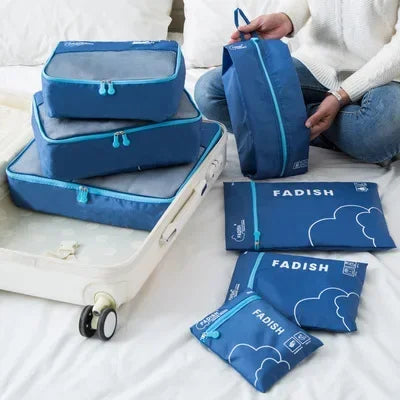 7/6 Conjunto de piezas Organizador de viaje Bolsas de almacenamiento Maleta Organizador de equipaje portátil Bolsa para ordenar ropa y zapatos Estuches de almacenamiento de embalaje