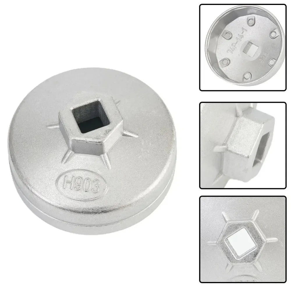 ‌1pc Llave de vaso para filtro de aceite para herramientas de accionamiento de 901/902/903/904 de 65/67/74/79 mm, herramienta manual para quitar filtros de máquina.