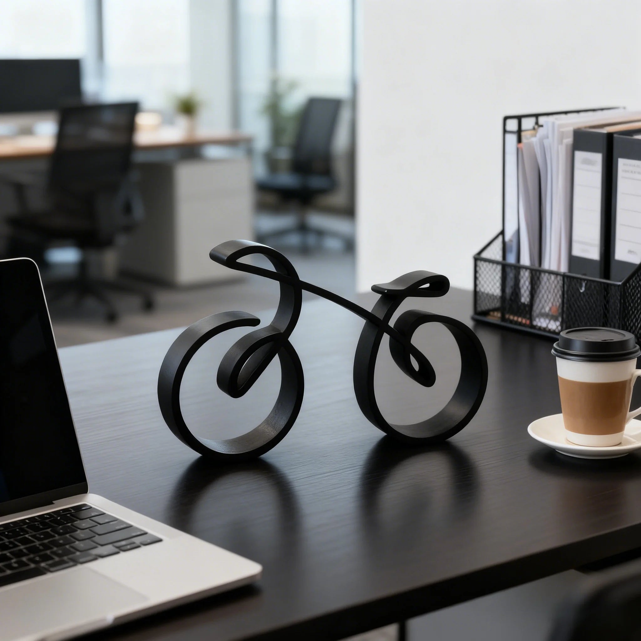 Minimalist Bike Model, Elegant 3D Printed Cycling Sculpture for Desk Decor, Home Office Gift for Cyclists