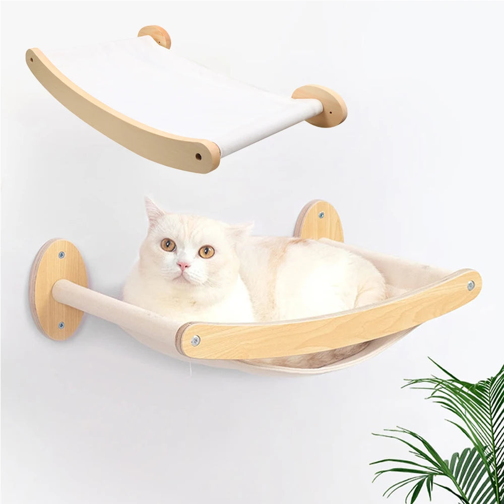 Estantes de escalada para gatos, hamaca, estante de pared, muebles de madera para mascotas, rascador, camas para gatos, perchas, accesorios para gatos durmiendo