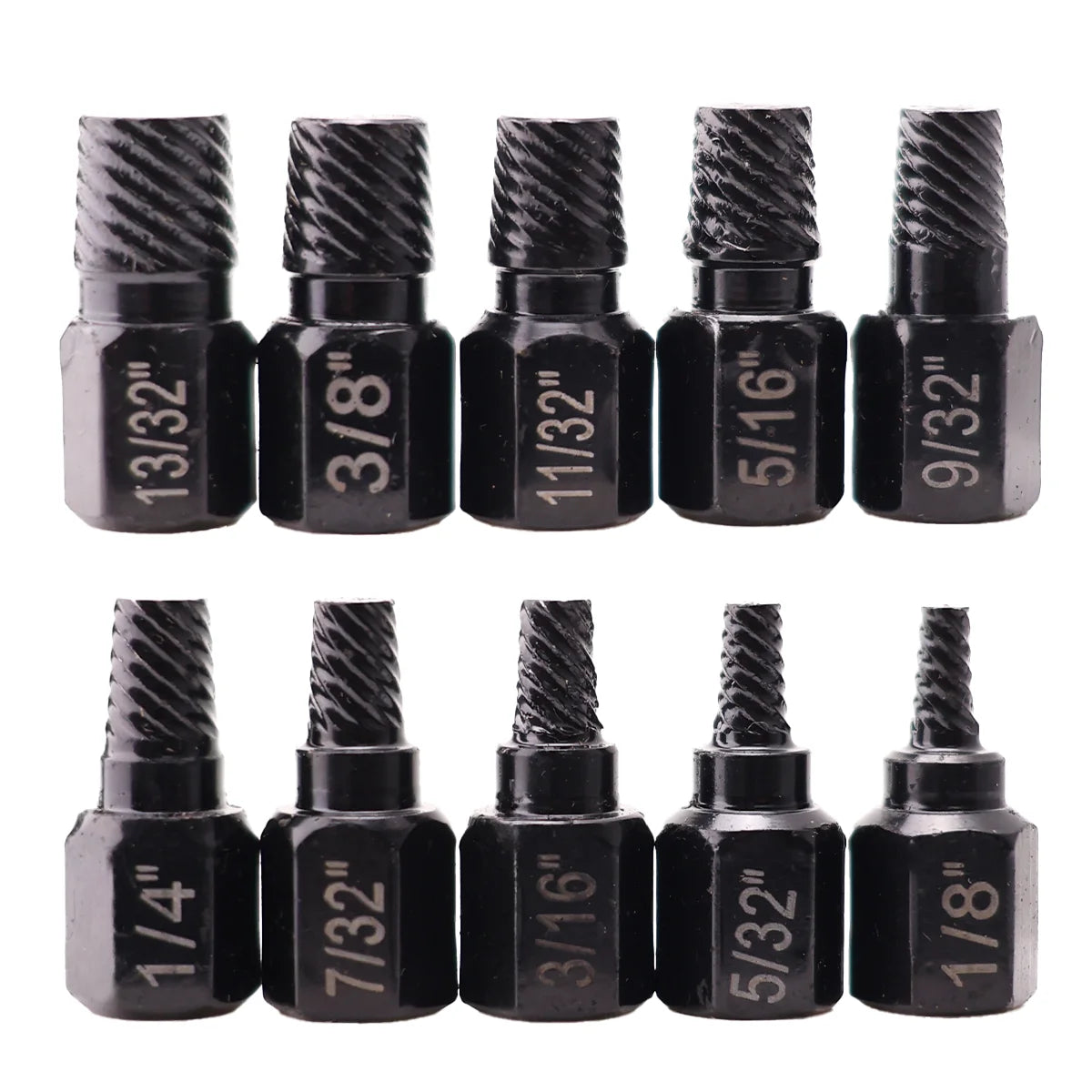 10Pcs Juego de extractores de tornillos con vástago hexagonal de múltiples estrías, extractor de pernos rotos, kit de herramientas para extraer tornillos dañados