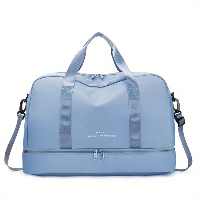 Bolsos de viaje de moda para mujer, bolso deportivo de gran capacidad para hombre, bolso de fin de semana impermeable, bolso de mensajero para mujer, seco y húmedo.