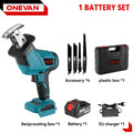 ONEVAN 3600W 12000SPM Sierra recíproca eléctrica inalámbrica sin escobillas, cortadora de madera y metal de velocidad variable para batería Makita de 18 V