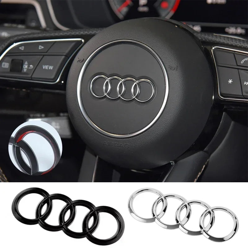 Emblema para volante de coche Audi ABS, pegatina decorativa para A3, A6L, A4L, A8L, A1, A5, A7, Q3, Q5, Q7.