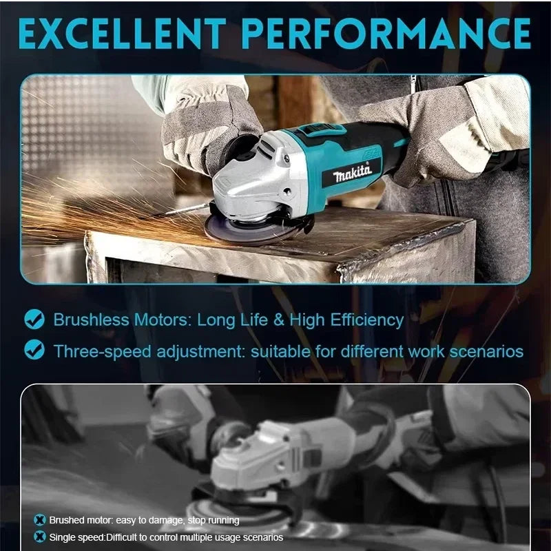 Makita DGA404 100mm Angle Grinder Lithium Battery Brushless Polishing  Machine 4 Gear Industrial Cutting Power Tools 18V 20V