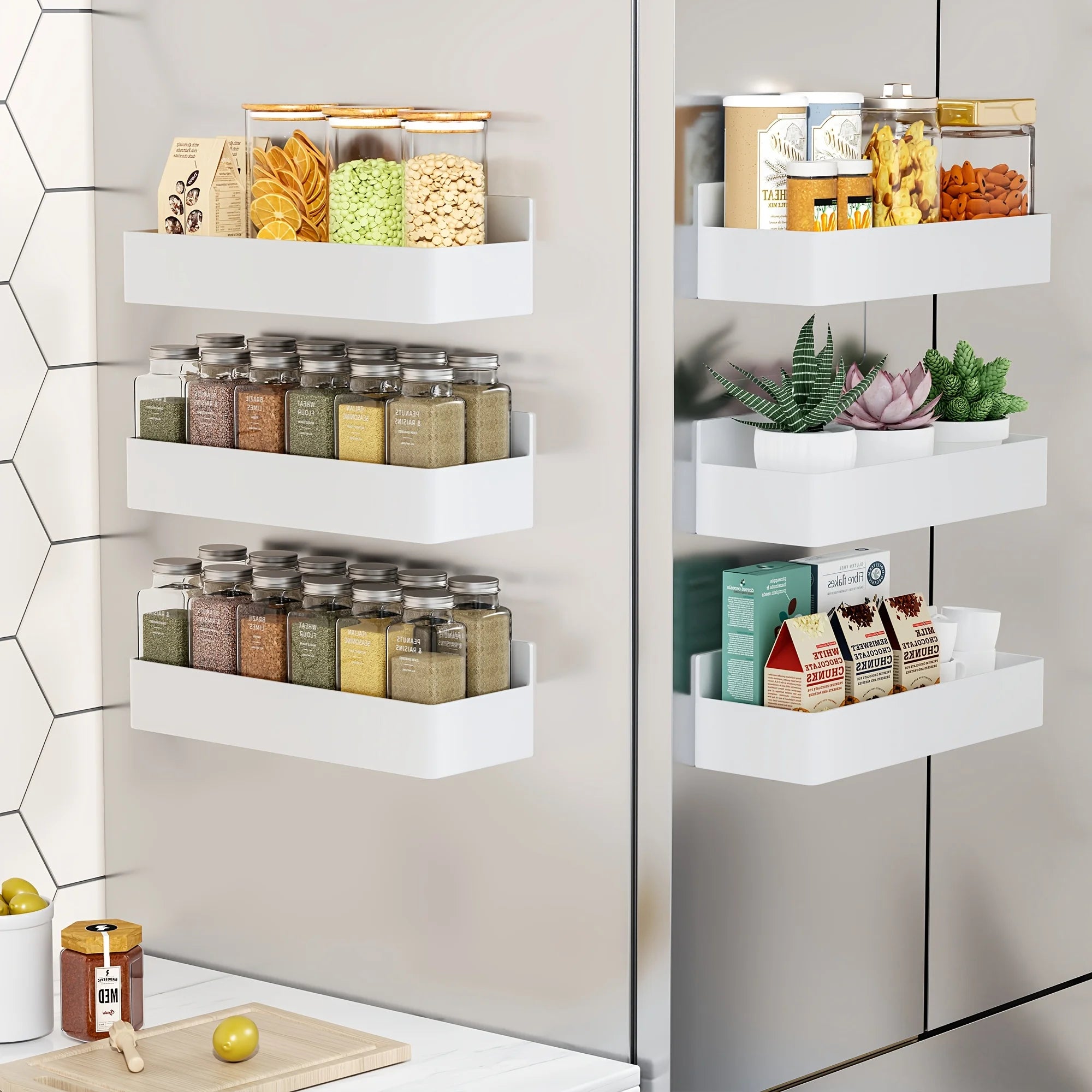2pcs Magnetic Storage Rack Refrigerator/Washing Machine/Microwave Side Storage Rack Cabinet Strong Load-Bearing, Utility Racks
