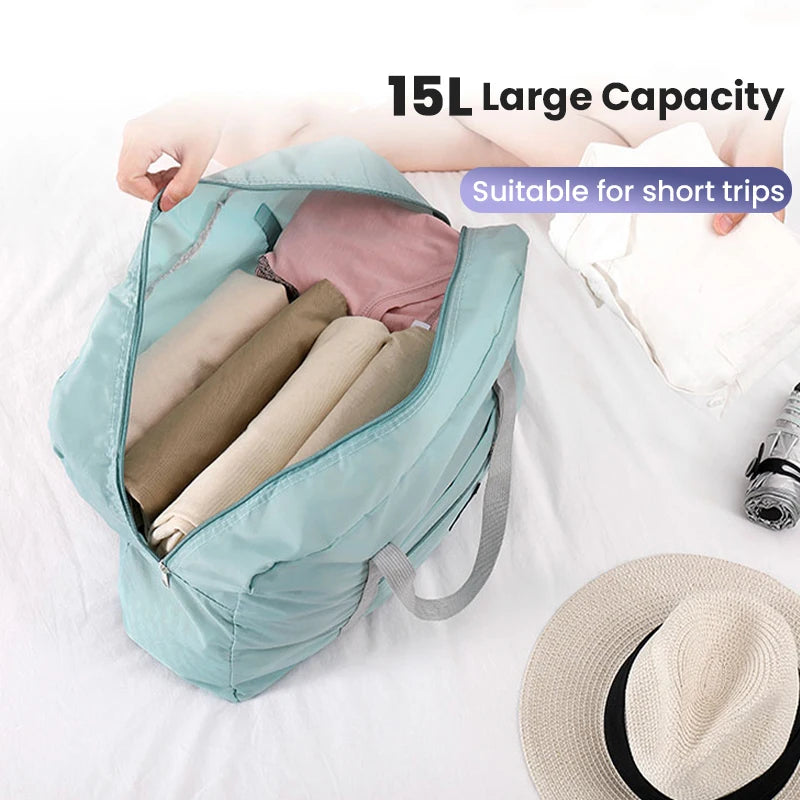 Bolsa de viaje plegable para aerolíneas, bolso de mano para mujeres y niñas, ligera, de gran capacidad, para deportes, viajes de fin de semana y noches.