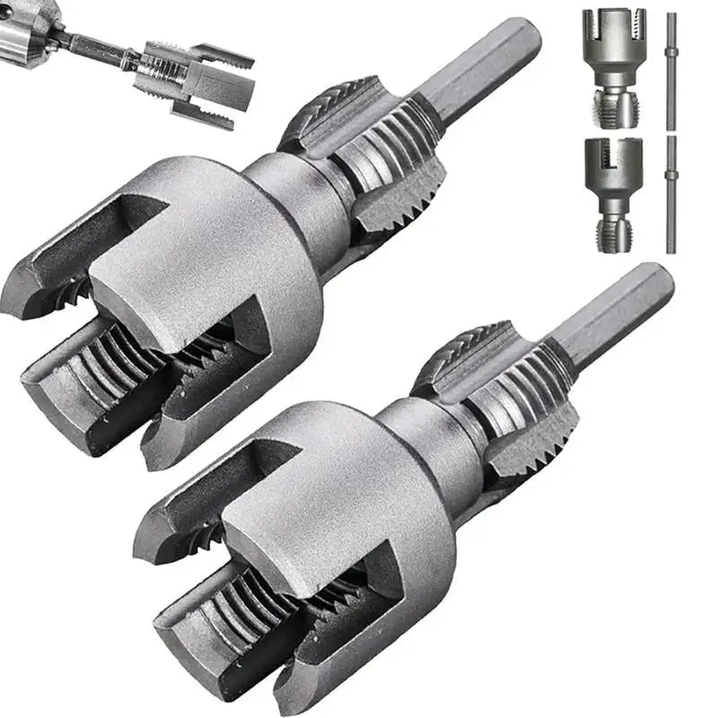 Pipe Thread Cutting Tool Integrated Internal & External Pipe Threading Tool Electric Drill Compatible PVC Pipe Threader Kit