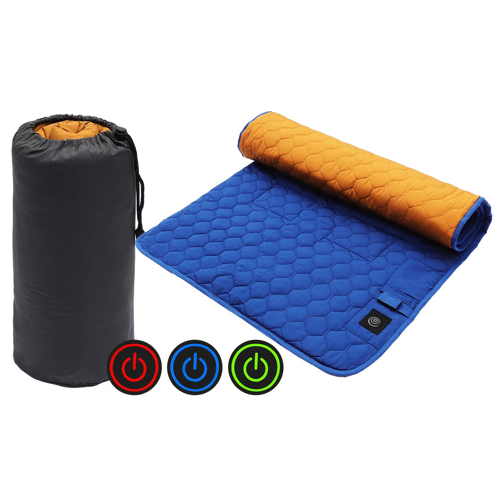 Winter Heating Mat USB Heating Sleeping Mat Camping Warming Mattress Temperature Adjustable Warm Tent Mat Foldable Sleeping Pad