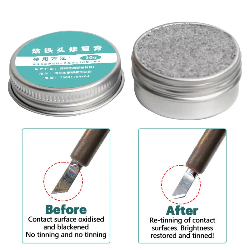 6-60g Soldering Iron Tip Refresher Clean Paste for Oxide Solder Soldering Iron Tip Activator Solder Tip Cleaner Refresher Repair