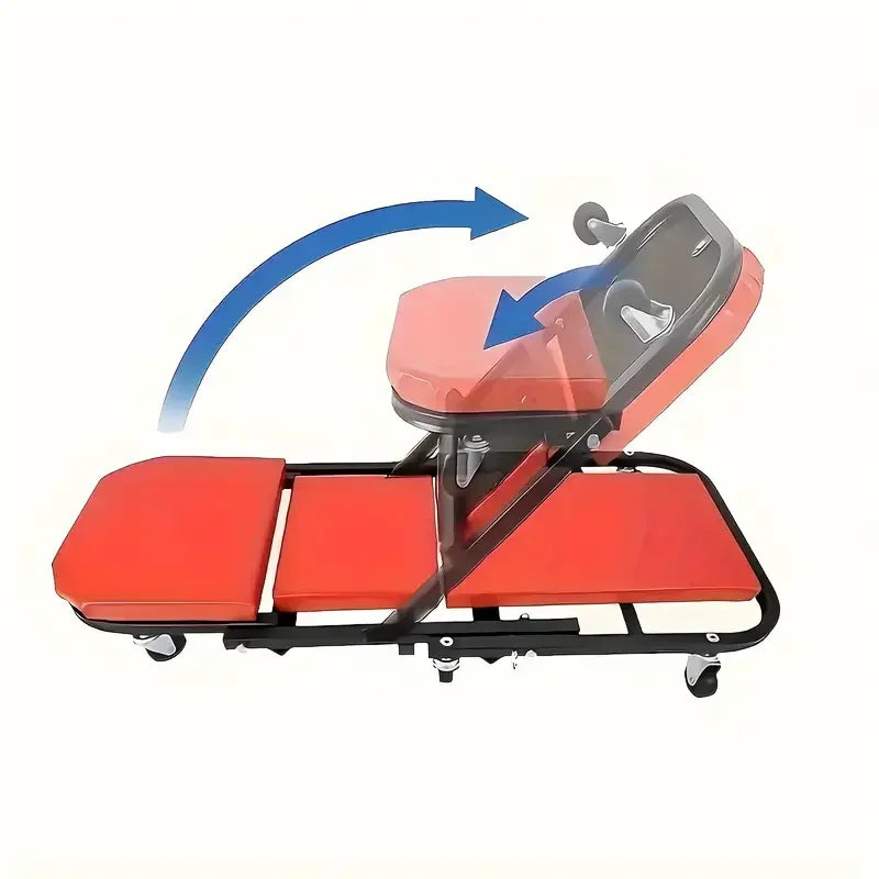 Camilla mecánica, regalo de garaje, asiento de 36" en Z, regalo 2 en 1 para mecánicos, capacidad de 300 lb, camilla de perfil bajo con 6 ruedas