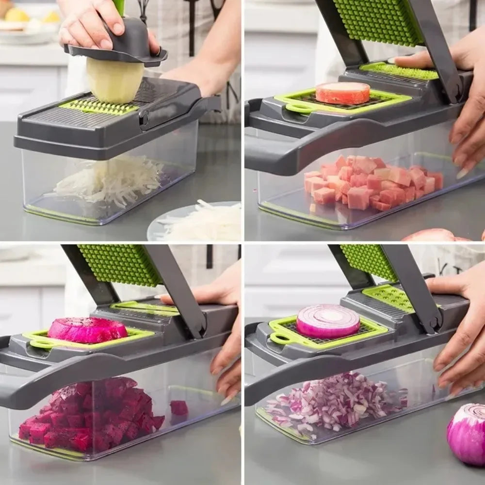 Multifunctional Vegetable Chopper 14/16 in 1 Food Slicer Dicer Grater with Handle, Kitchen Vegetable Cutter Tools Set
