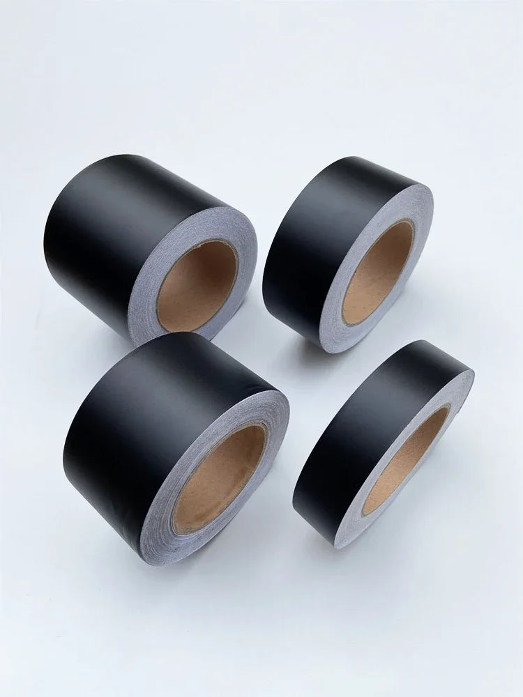 Rollo de cinta de vinilo negro mate para envolver ventanas, rayas negras mate, pegatinas para pilar interior de coche