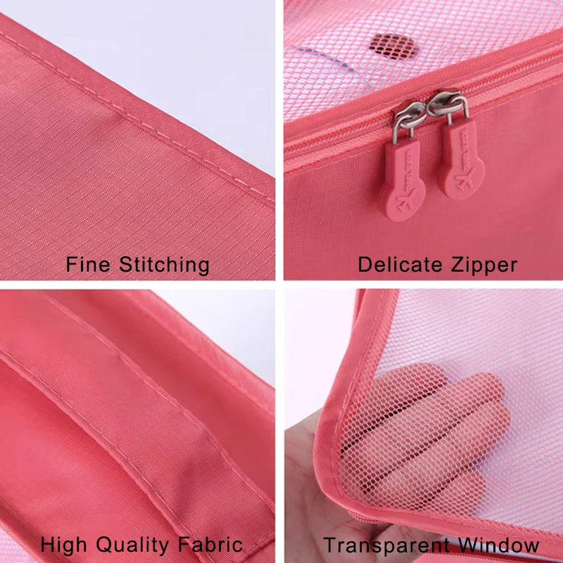 6pcs Organizador de viaje, bolsas de almacenamiento, organizador de maletas de viaje portátil, bolsa de viaje para mujeres, organizador de equipaje, bolsa de ropa y zapatos.