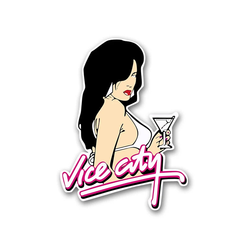 Pegatinas reflectantes para coche, accesorios para el juego clásico GTA Vice City, calcomanías Grand Auto, teclado para portátil, guitarra, gráficos DIY.