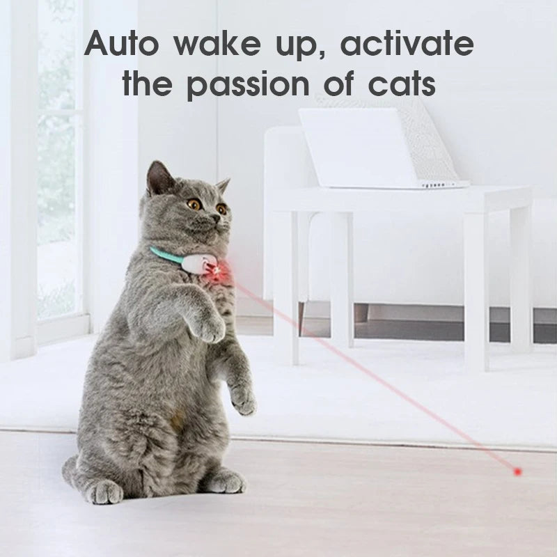 uguete automático para gatos, collar inteligente con láser para burlas, carga USB, divertido juguete interactivo para entrenamiento de mascotas (2023)