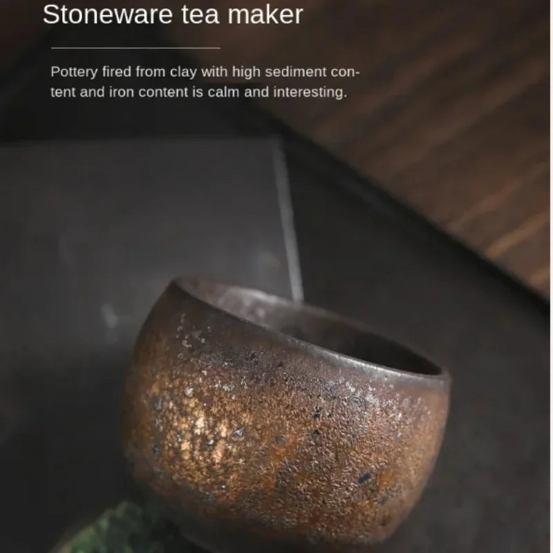 Japanese Ceramic Tea Cup - Vintage Rustic Stoneware, Handmade Single Cup, Zen Home & Tea Ceremony Use, Unique Design